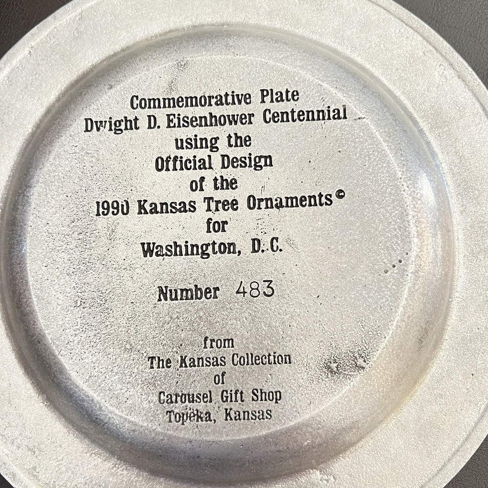 VINTAGE KANSAS EISENHOWER CENTENNIAL 1890 - 1990 COMMEMORATIVE PLATE NUMBER 483‎ - Picture 6 of 9